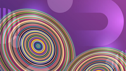 Abstract blue yellow and pink background with waves and circles