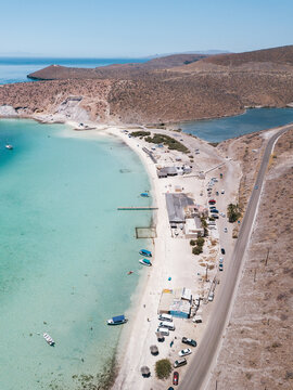 Aerial view of Playa Pichilingue, La Paz, Baja California Sur