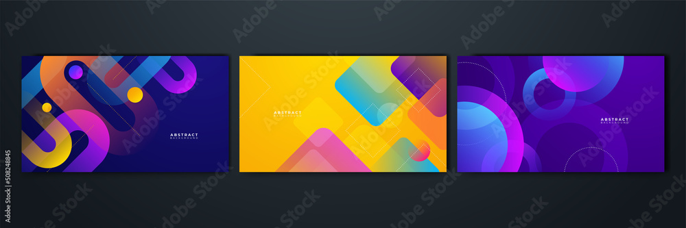 Poster set of abstract background with colorful geometric shapes