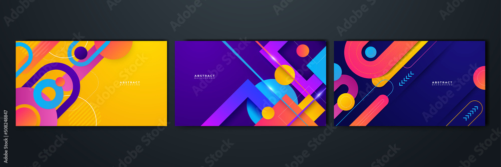 Poster set of abstract background with colorful geometric shapes