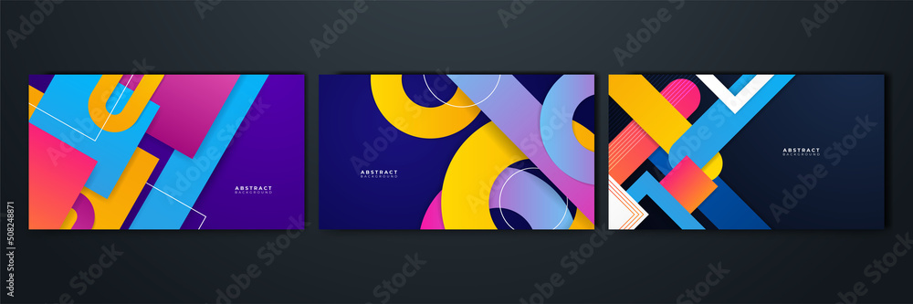 Poster set of abstract background with colorful geometric shapes
