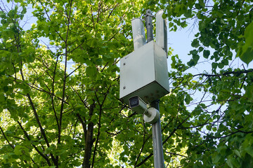 Surveillance cctv security camera outdoor in park