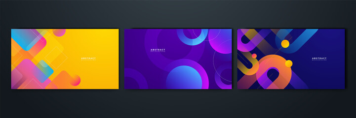 Set of abstract background with colorful geometric shapes