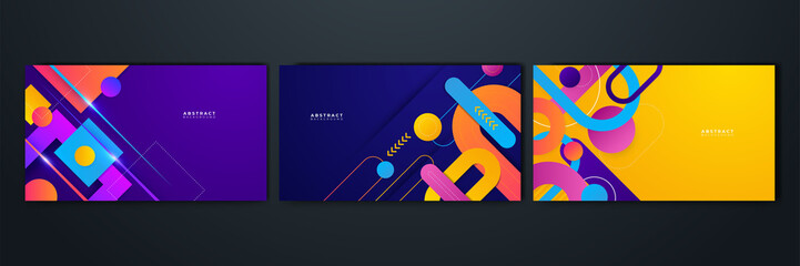 Set of abstract background with colorful geometric shapes