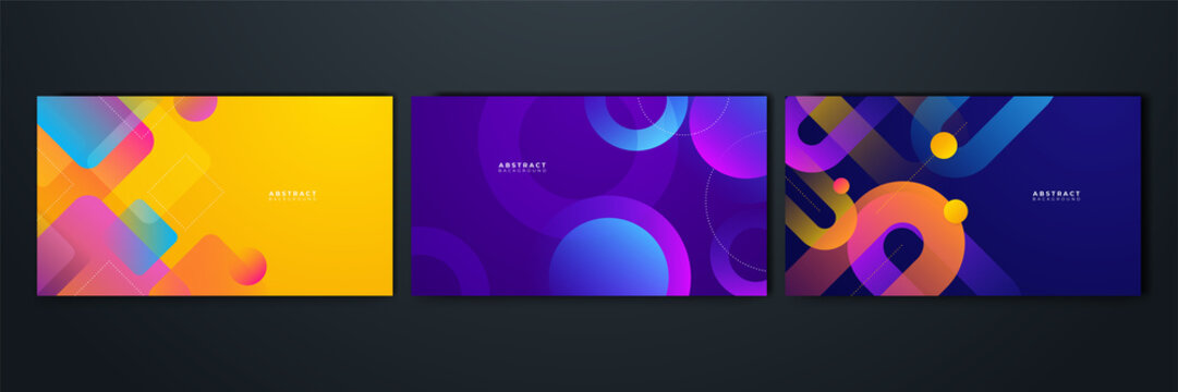 Set of abstract background with colorful geometric shapes