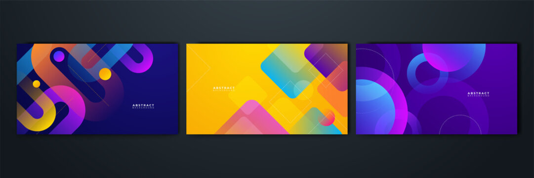 Set of abstract background with colorful geometric shapes