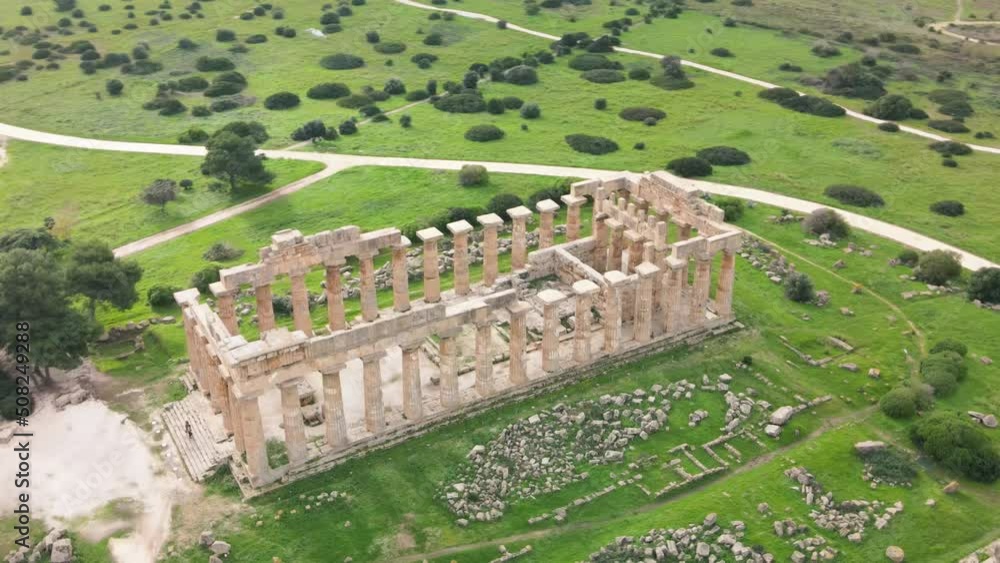 Canvas Prints Selinunte, Sicily, Italy. Acropolis of Selinunte on the south coast of Sicily in Italy. Aerial view from drone