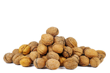 Ripe walnuts isolated on a white background
