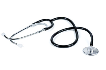Stethoscope on a white bacckground .