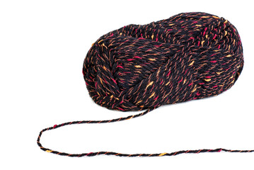 Multicolored knitting yarn isolated on white background