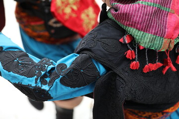 Turkey, Mugla, Mentese local cultural festival folklore (efe zeybek) men's and women's clothes