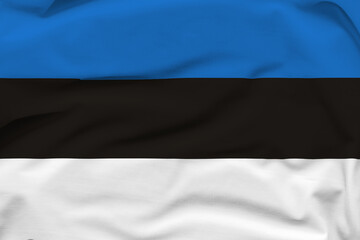 Estonia national flag, folds and hard shadows on the canvas