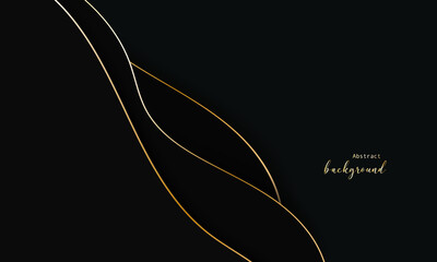 Abstract background in paper cut style. 3d black and gold colors waves. Lux design for banner, poster or web design. Paper cut style, imitation 3d effect Vector illustration