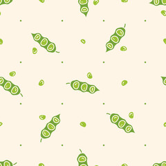Seamless pattern with green bean vegetables. Vector flat background for prints and wallpapers
