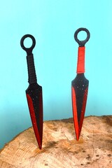Sports throwing knives on target