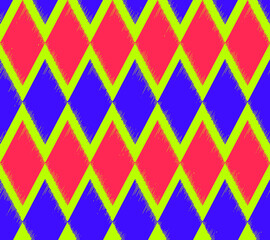 Abstract Hand Drawing Scribble Geometric Grid Tile Diamond Argyle Shapes Seamless Vector Pattern Isolated Background