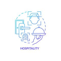 Hospitality blue gradient concept icon. Biometric technology usage abstract idea thin line illustration. Contactless technologies. Hotel industry. Isolated outline drawing. Myriad Pro-Bold font used