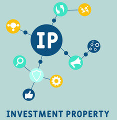 IP - Investment Property acronym. business concept background. vector illustration concept with keywords and icons. lettering illustration with icons for web banner, flyer, landing pag