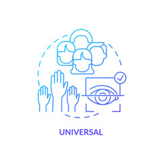 Universal blue gradient concept icon. Biometric data advantage abstract idea thin line illustration. Authentication schemes. Matching records. Isolated outline drawing. Myriad Pro-Bold font used