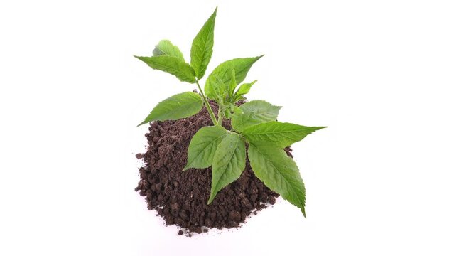 Junge Pflanze im Boden - Freisteller