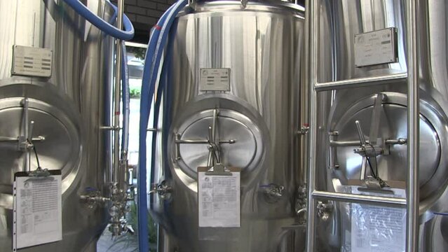 Microbrewery or Craft brewery to produce specialty beers or craft beers. Beer Vat or Fermentation Vessels with mechanical pumps.  