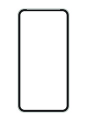 Smartphone mockup frameless blank screen frameless design. Smartphone icon on white background vector illustration. Flat Icon Mobile Phone, Handphone.