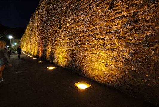 ioannina city center greece castle gate illuminated in the night