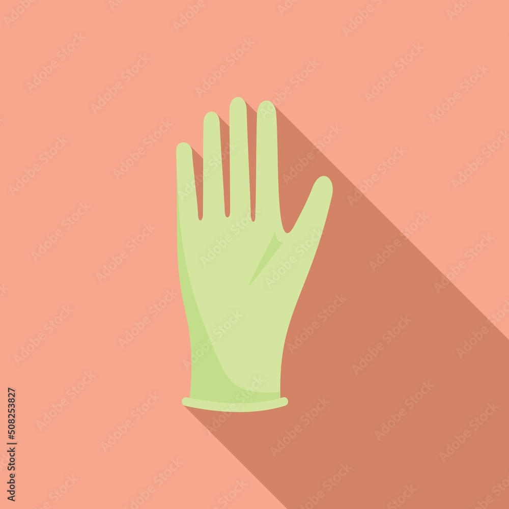 Poster doctor glove icon flat vector. surgical latex