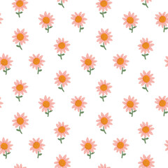 Seamless Pattern with Flower Art Design on White Background