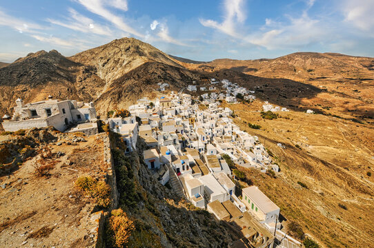 Panoramic view of Chora in Serifos island Greece