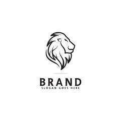 simple creative head lion logo design linear style vector template
