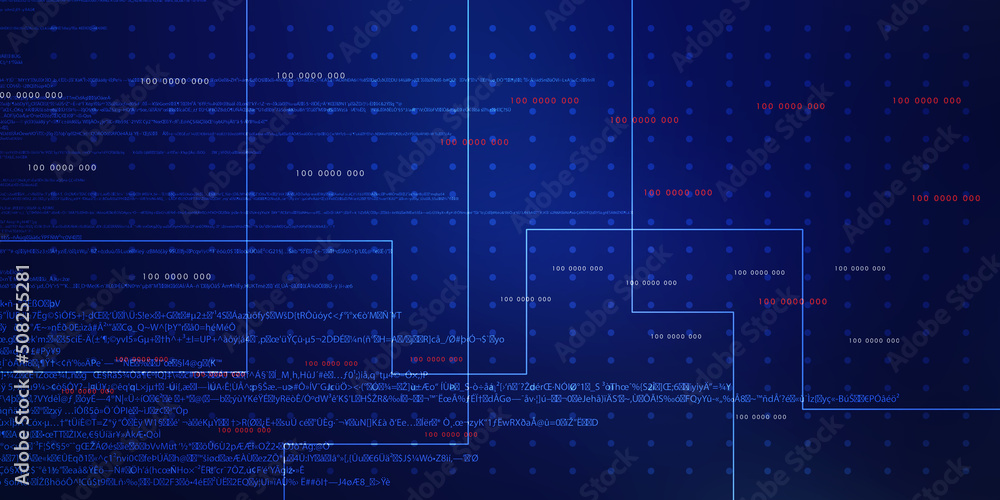 Poster 2d illustration abstract digital binary data on computer screen
