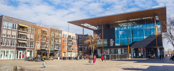 Panorama of the modern building of the Fries Museum in Leeuwarden, Netherlands