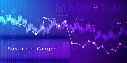 2d rendering Stock market online business concept. business Graph 