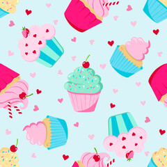 Sweet Cupcakes Seamless Pattern