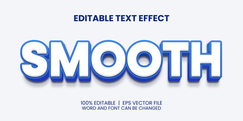 editable text effect with realistic blue smooth elegant style