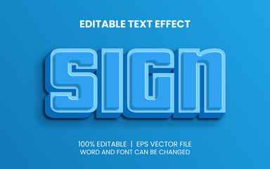 editable text effect with realistic blue sign pop up style