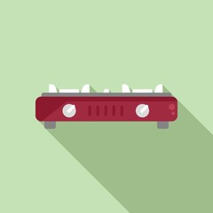 Butane stove icon flat vector. Gas cooker