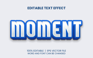 editable text effect with realistic blue moment modern style