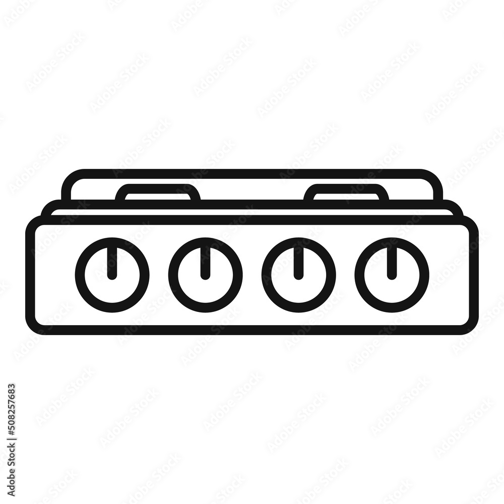 Sticker stove icon outline vector. cooking pot