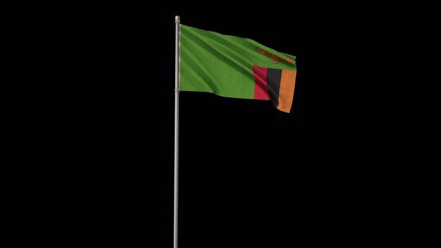 Zambia flag, 4k video background is transparent