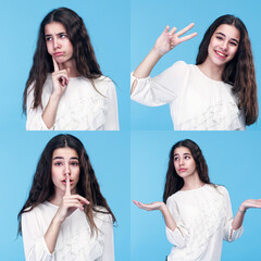 Collage of a young teen girl, thoughtful, curious, wondering