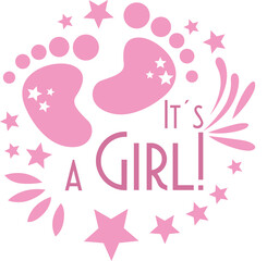 Baby pink illustration of its girl theme
