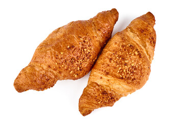 Fresh croissant, isolated on white background.