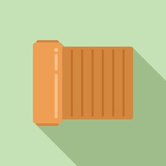 Fitness mat icon flat vector. Yoga carpet