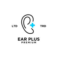 Ear plus Hearing healthcare clinic Logo Vector