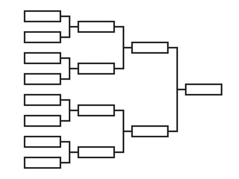 Templates of vector tournament brackets for 15 teams. Blank bracket template