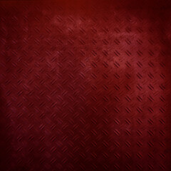 Abstract red colored checker plate texture square background pattern