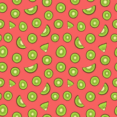 Seamless vector pattern of kiwi fruits. Decoration print for wrapping, wallpaper, fabric, textile.	