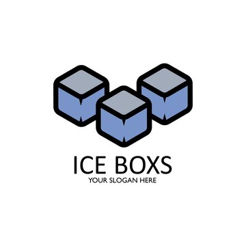 3d cube ice box logo concept